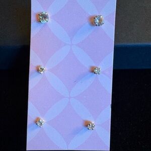 Elegant Sterling Silver Cubic Zirconia Stud Earrings Set